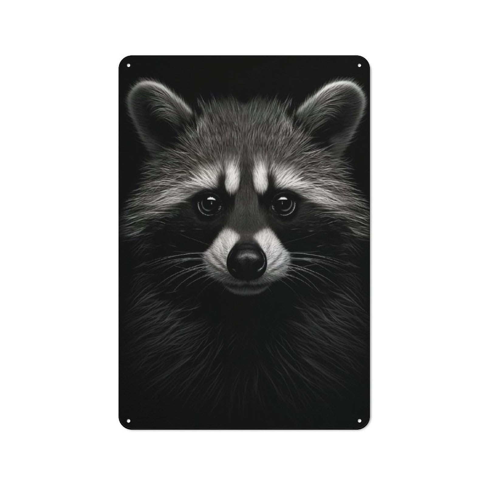Junmoney Racoon Sketch Tin Wall Plaque 30X20cm With For Café Or Restaurant, Suited To Restaurant Decor Fans