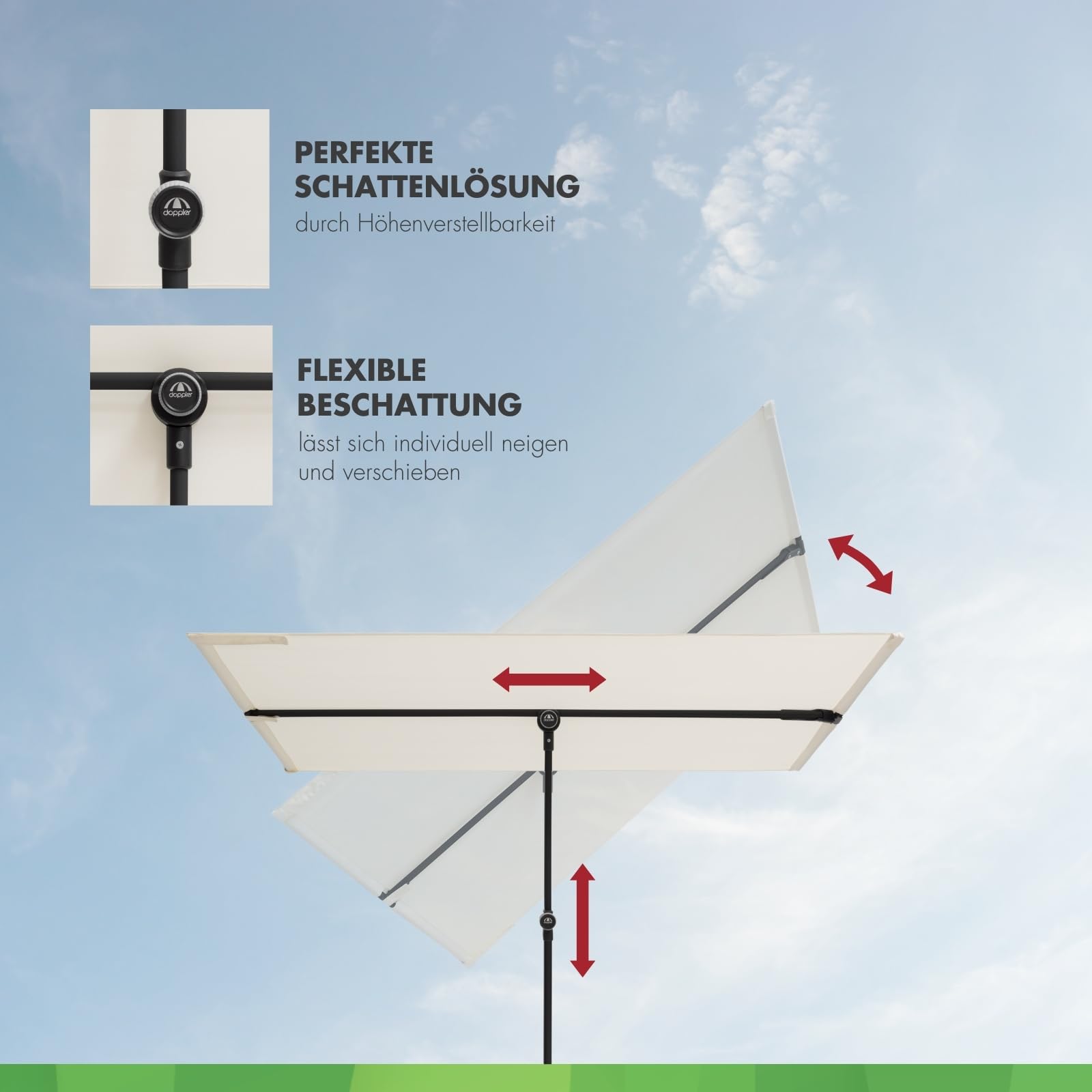 Doppler Active Balkonblende I Sonnenschutz für Balkon & Terrasse I Flexibler Sichtschutz I Sonnenschirm rechteckig & drehbar I flexibler Gartenschirm für Dachterrassen