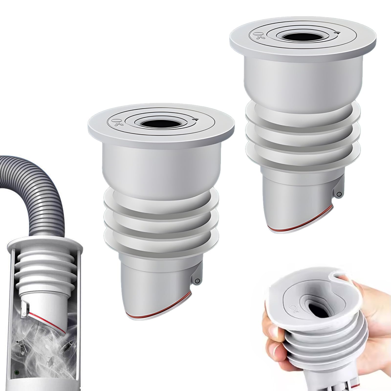Washing Machine Waste Pipe Stopper, Silicone Drain Pipes Sealer, Sewer Hose Seal Plug Deodorant, Washing Machine Pipe Seal Hose Connector, Sewer Silicone Plug for Bathroom, Kitchen & Laundry Room (2)