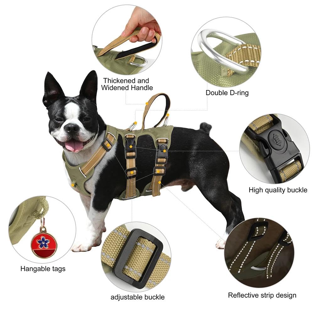 Gilet imbracatura per animali domestici in nylon a rete con maniglia, gilet imbracatura per cani riflettente per esterni, gilet imbracatura per animali domestici regolabile senza tirare (rosso M)