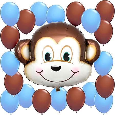 Amazon 猿 バルーン 風船 誕生日 飾り付け 動物 男の子 パーティー 可愛い バルーン 部屋 幼稚園 ブルー ブラウン 32枚セット 風船 バルーン おもちゃ
