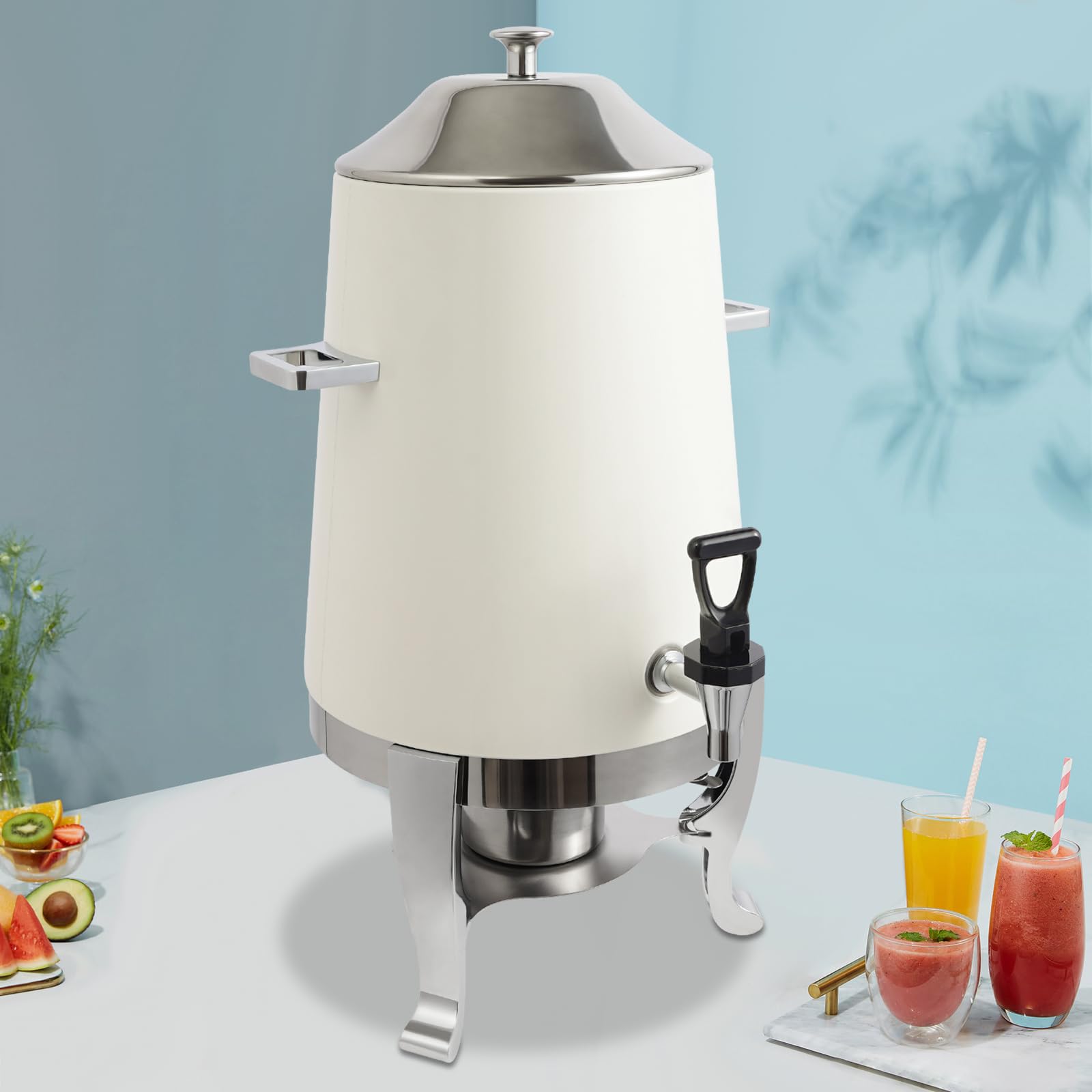 Dispenser di bevande calde e fredde, in acciaio inox, 13 l | Fontana per acqua calda e fredda con coni, per hotel, mense, ristoranti, feste di famiglia, feste e occasioni simili