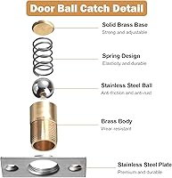 Vista 3 de Paquete de 16 unidades de accesorios de captura de bola para puerta de armario, cierre de bola ajustable con pestillo de acero inoxidable (plateado)