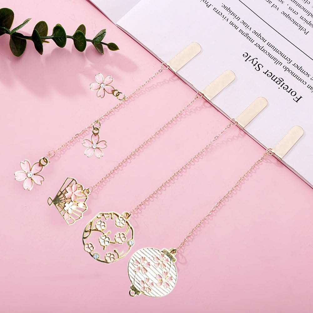 Segnalibri Metallico Fiore 4 Pezzi - Con Catena, Dorati, Regalo Per Lettori, Donne - Foto 13