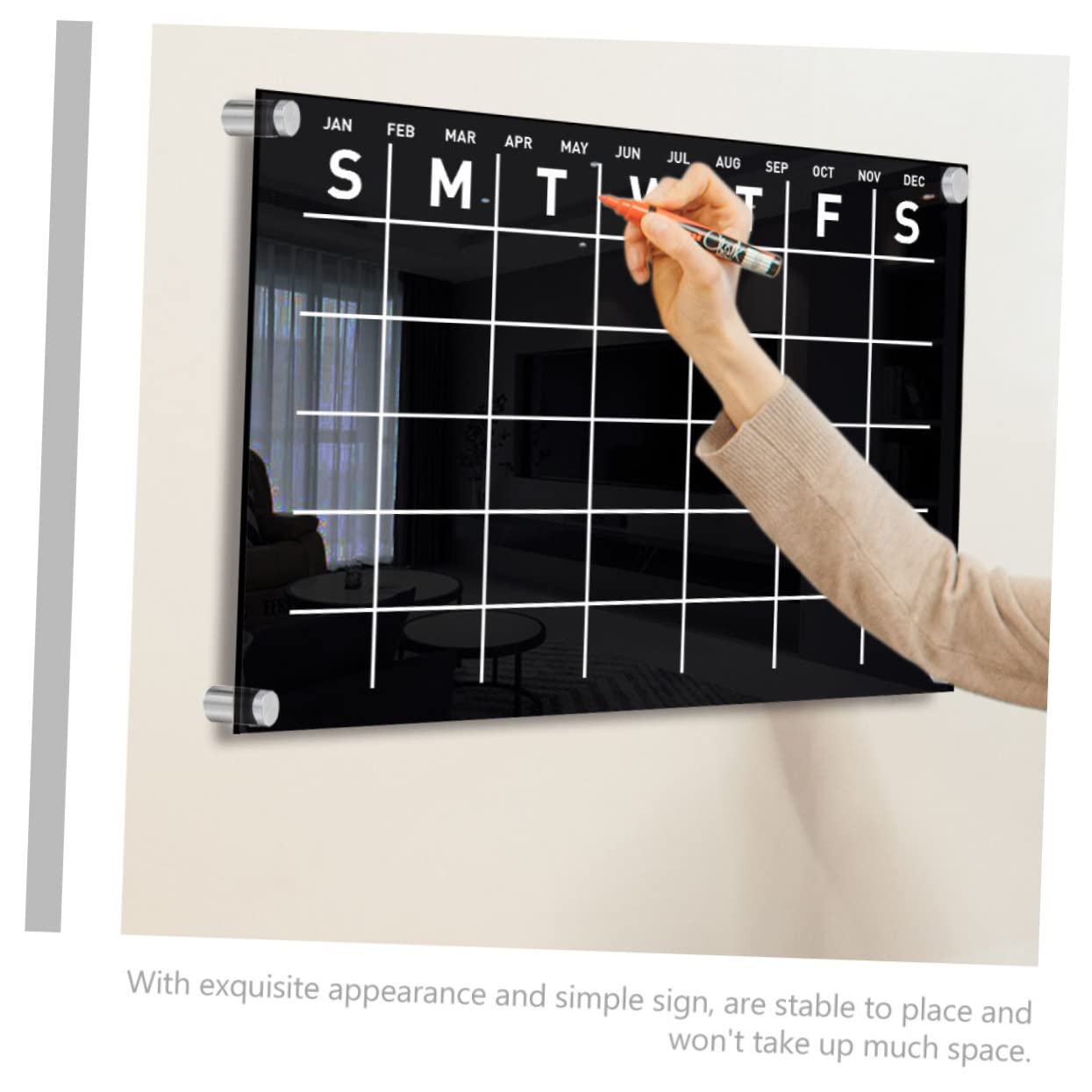 Artibetter Abwischbarer Wochenwandkalender aus Acryl mit Hängender Memotafel Leicht und Chic für Büro und Shop zur Dekorativen Wochenplaner Schreibtafel