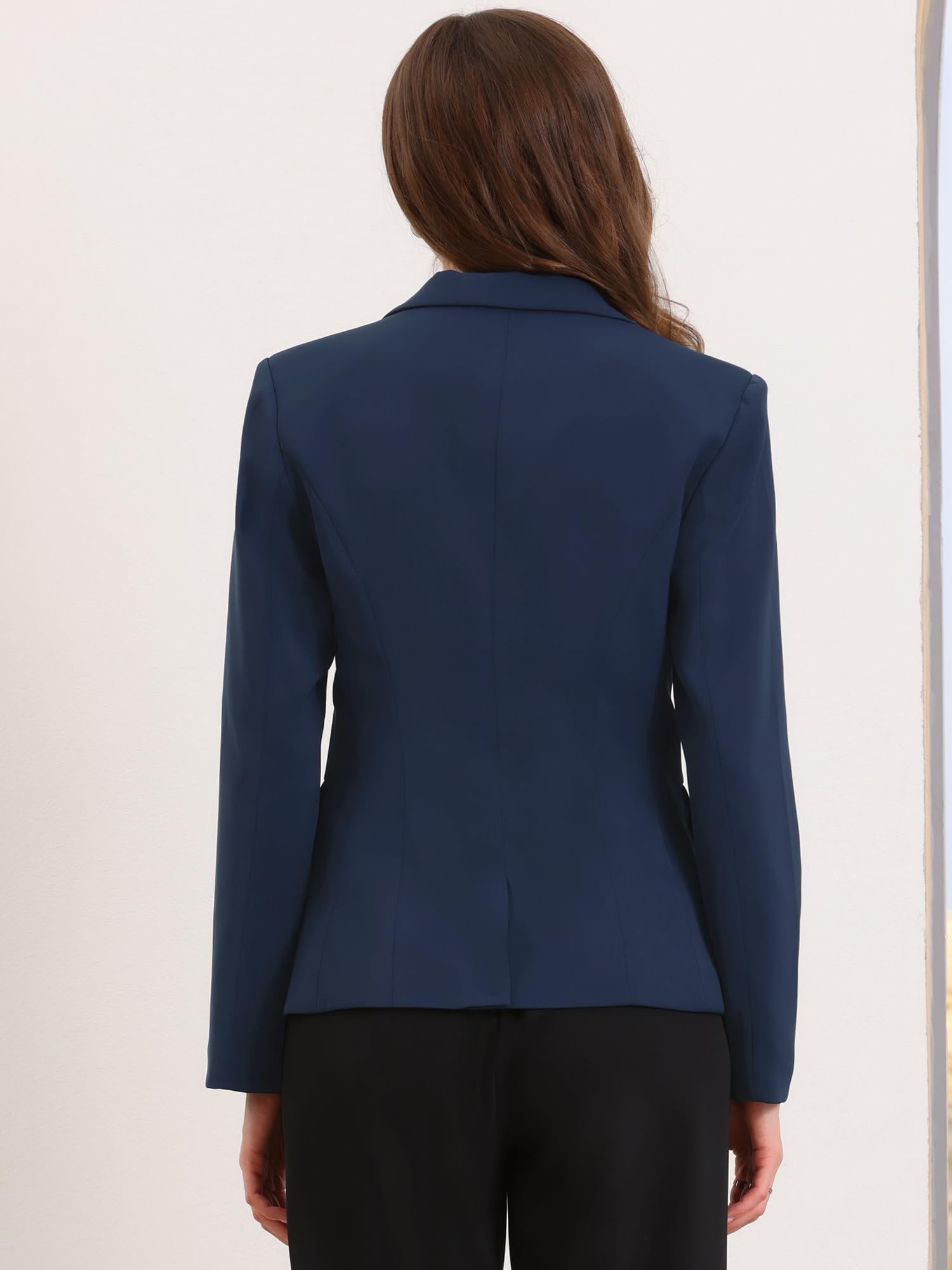 Allegra K Blazer Casual Lavoro Donna Maniche Lunghe Un Bottone Frontale Giacche Ufficio Spalline