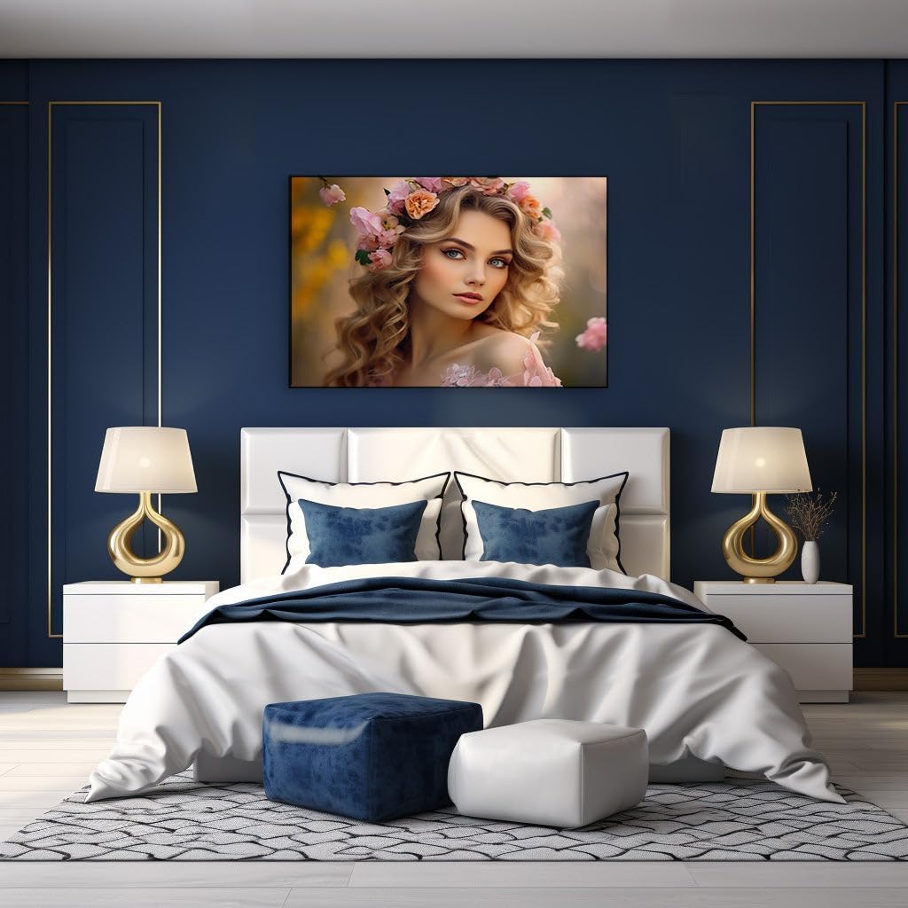 Canvas for Living room. A Vision in Pink: Enchantment in Bloom with a Serene Beauty, 27 x 18 inch Canvas Wall Art - Contemporary Masterpieces - Zen Wall Decor