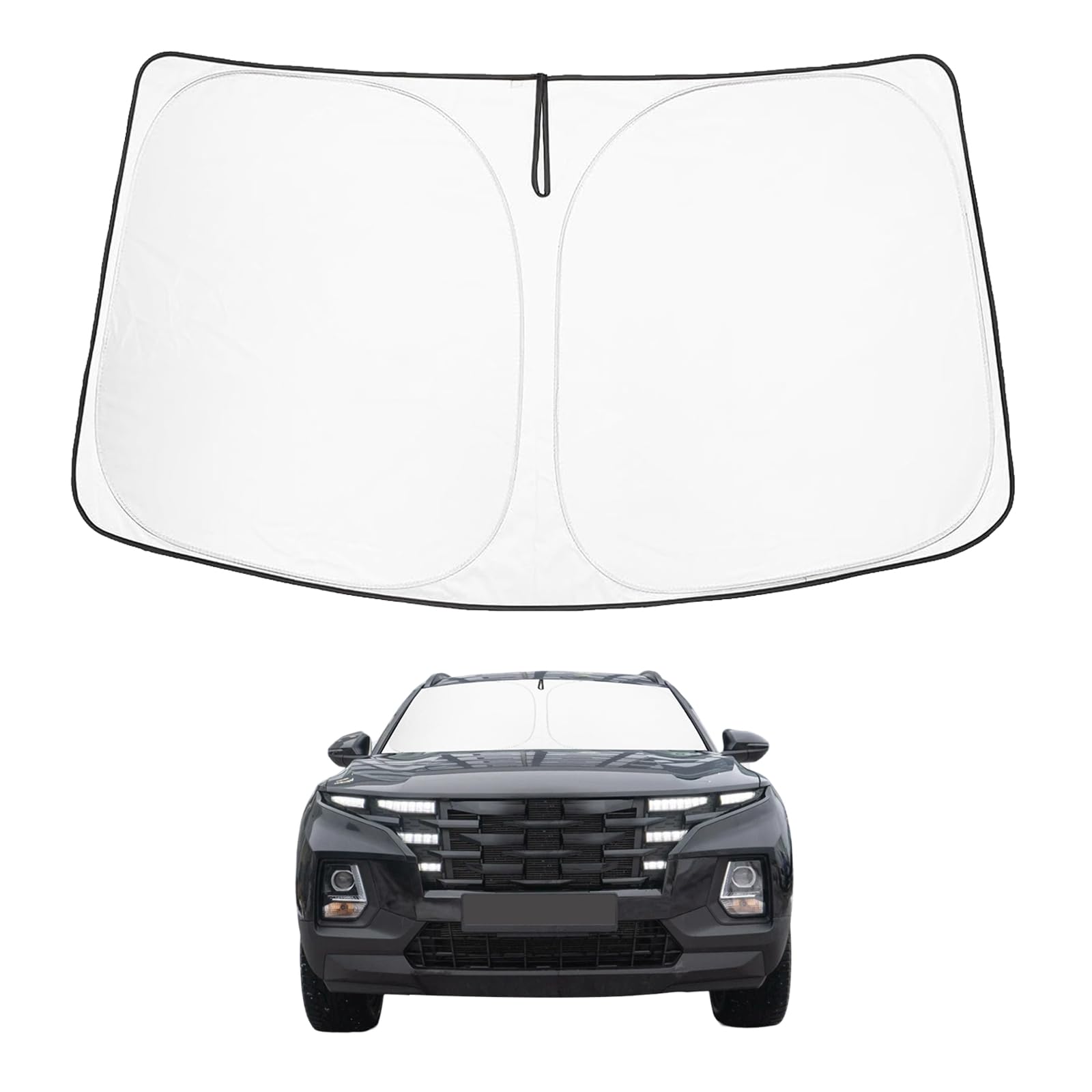 Proadsy 2025 Upgrade Windshield Sun Shade Custom Fit Hyundai Santa Cruz 2022-2024 2025 4-Layer Foldable Front Sunshade Protector Sun Visor Blocks UV Rays Keep Car Cooler