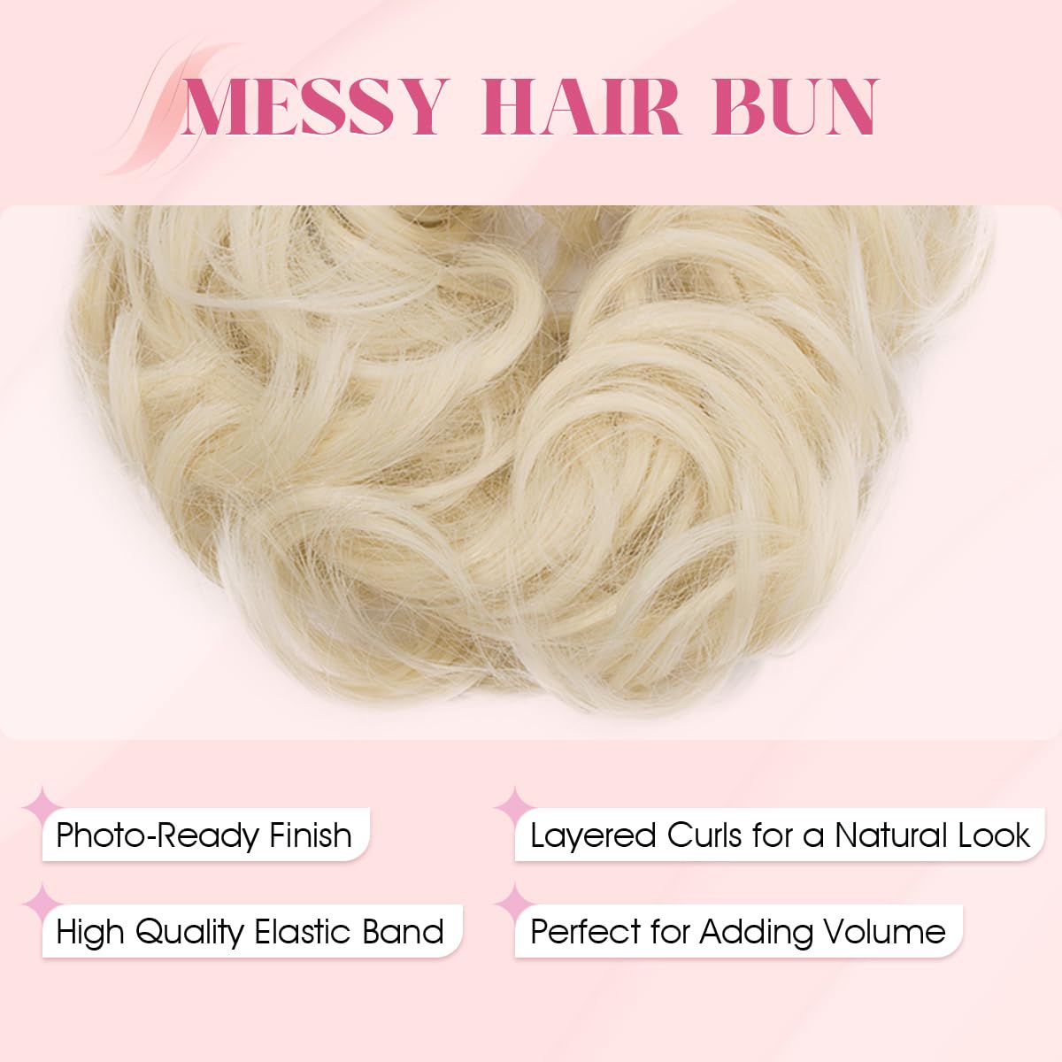 SEGO Pro Faux Messy Hair Bun Scrunchie Hair Piece for Women Synthetic Curly Bun Wig Hairpiece Updo Ponytail Extension - Image 3