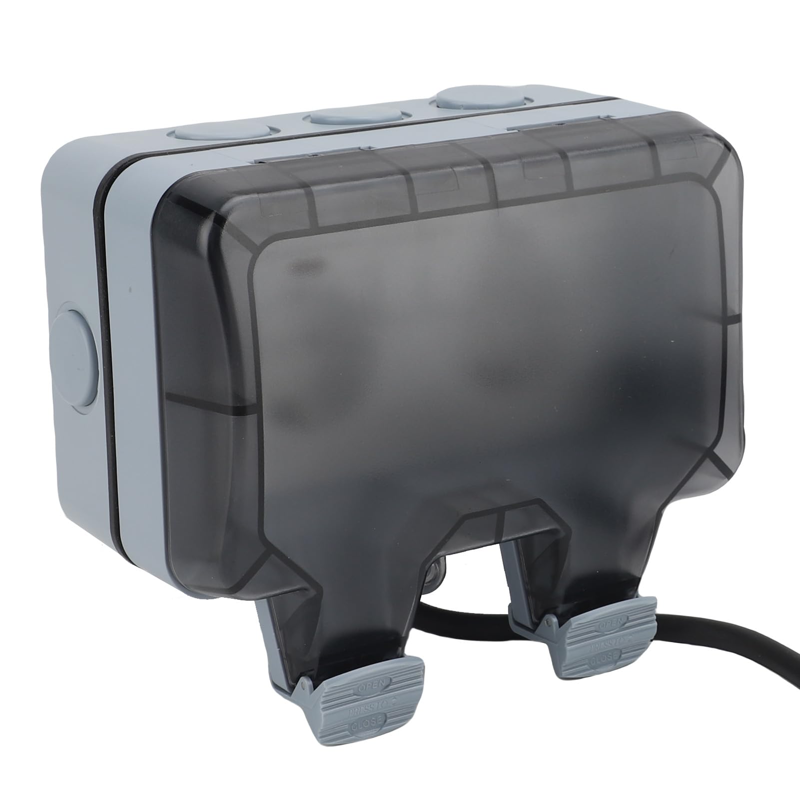 Aramox Toma de Corriente para Exteriores, Enchufe de Pared Resistente a la Intemperie, IP66, a Prueba de Lluvia, Caja de Tomacorriente Exterior de 2 Bandas con Interruptor Independiente y (5 metros)