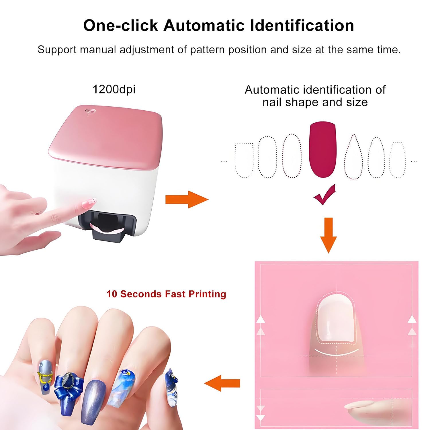 Imprimante de nail art, machine d'imprimante automatique intelligente 3D, compatible WiFi/bricolage/USB, multifonction portable et portable
