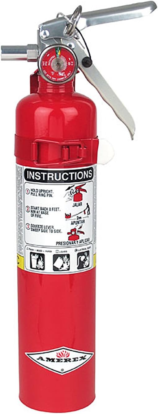 Amerex 90-417 B417, 2.5lb ABC Dry Chemical Class A B C Fire Extinguisher, with Wall Bracket