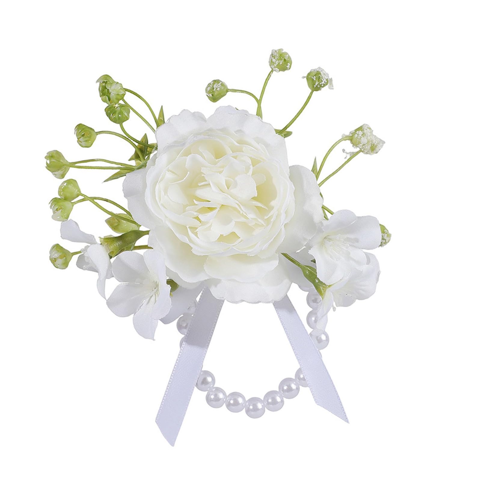 Kaeltsyn Pearls Wrist Corsage Artificial Flower Wristband for Bride and Bridesmaids Wedding Ceremony Dressingup Props Artificial Bride Wristlet