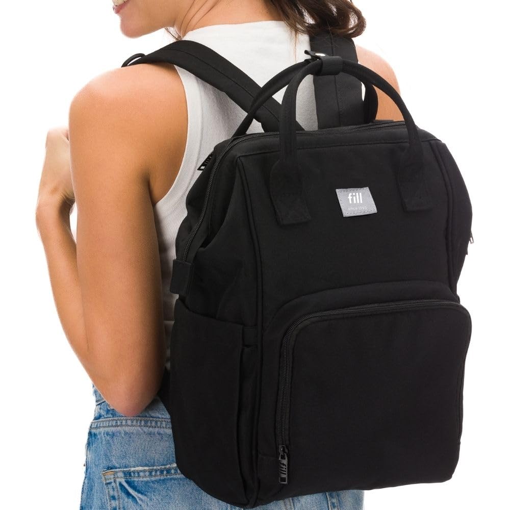 Fillikid Barcelona - Zaino fasciatoio con spazio variabile, scomparti interni ed esterni, spallacci imbottiti, design moderno, Nero , Siehe Produktbeschreibung