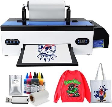 A3 DTF Printer with Fast Transfer Rate, L1800 DTF Transfer Printing Machine with White Stirring Kit & Roll Feeder, for DIY PrintPrinter+Roll Film110v