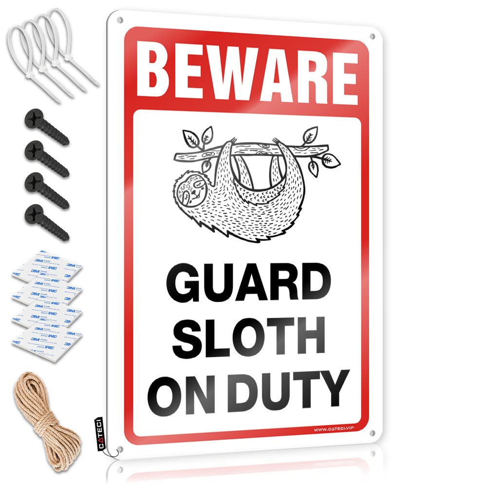 Fzfn Men's Colour Vintage Wall Art Tiki Decorations Wall Decor | Beware! Guard Sloth On Duty Humor For Balcony Home(30X40cm)