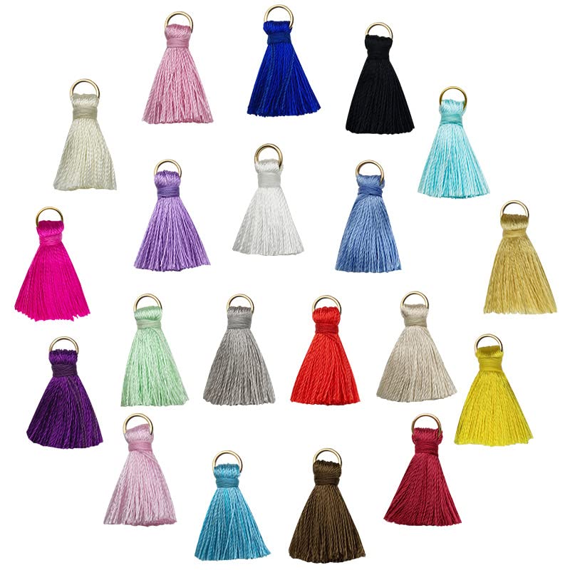 QIAMNI Mixed 40 Pcs Tiny Keychain Tassels for Jewelry Making Crafts DIY Earring Bracelet Charms Pendant Handmade Accessories 13x23mm