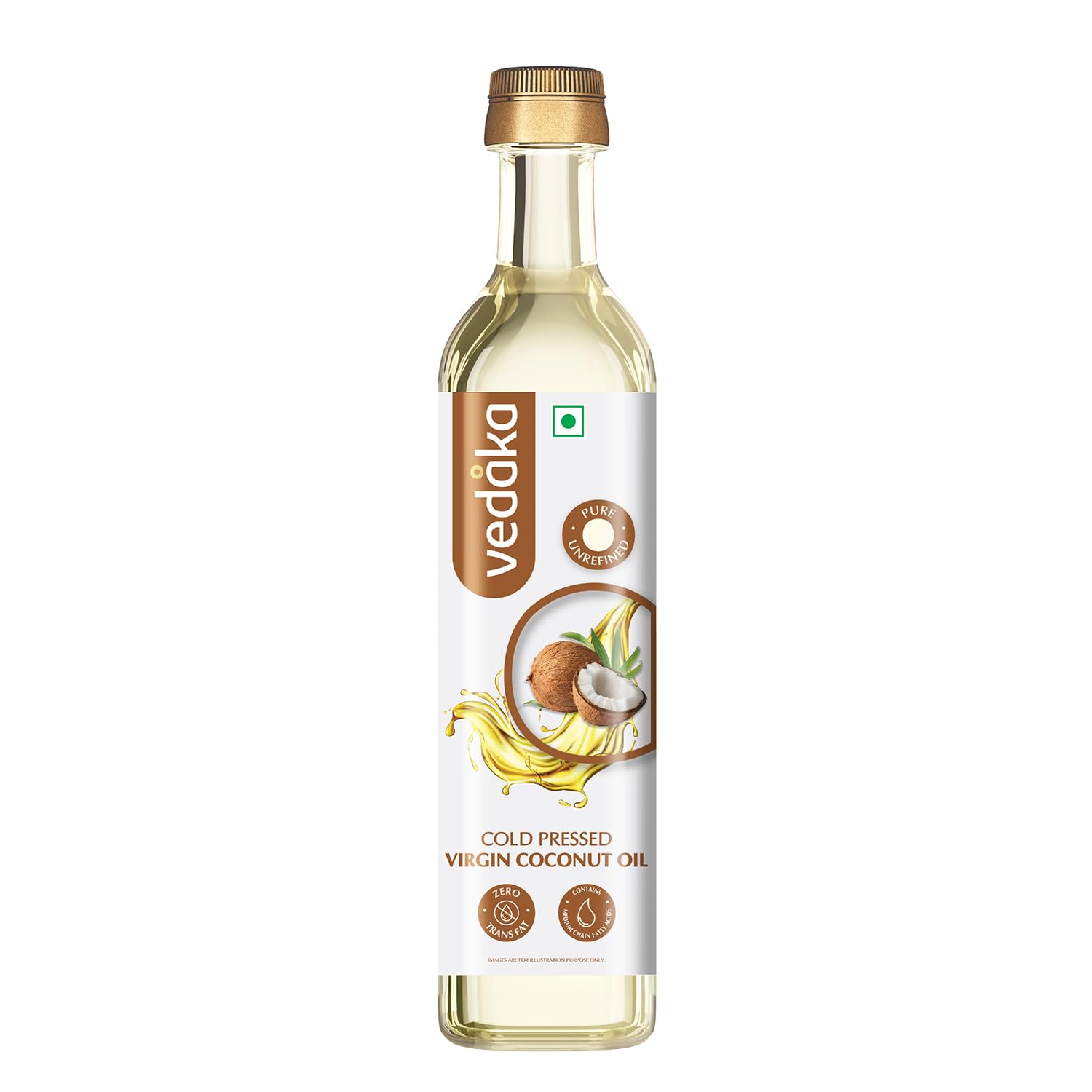 Amazon Brand - Vedaka Cold Pressed Virgin Coconut Oil | 500 Ml Bottle | 100% Pure | Effective with Good Smell