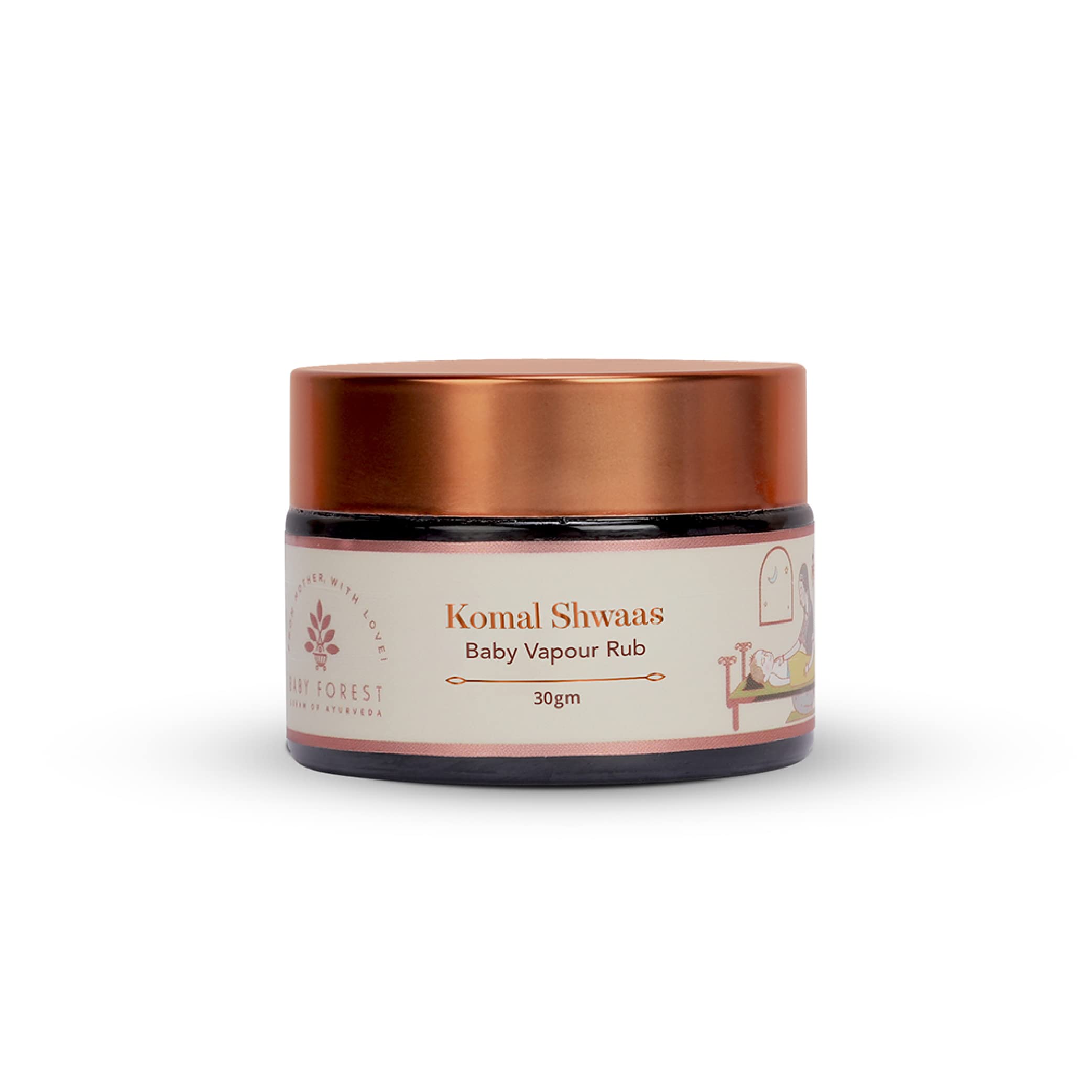 - Baby Forest Komal Shwaas Baby Vapour Rub | Natural Chest Rub for Cold & Cough Relief in Babies & Kids | With Eucalyptus, Peppermint & Rosemary Oils | Paraben-Free, Derma Safe, Cruelty-Free | 30g