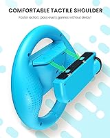Vista 3 de VOYEE Steering Wheel Compatible with Nintendo Switch Wheel, Family Use Accessories Compatible with Switch JoyCon Controllers, 2 Pack (Blue and Red)