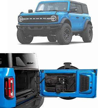 Holda MOLLE Tailgate Storage Panel & Pouch Kit Compatible with 2021-2026 Bronco Non-Sport 2-Door & 4-Door - Heavy-Duty Webbing, No-Drill Mount, Modular Off-Road Organizer | 6-Piece Set