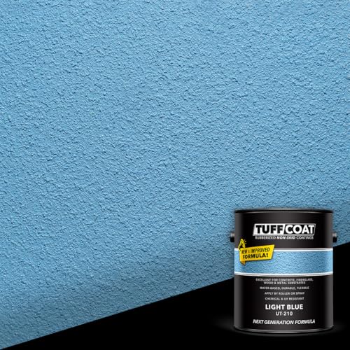 Image of Tuff Coat Medium Texture Rubberized Non-Skid Deck Coating - Textured Non-Slip Safety Surface for Pool Decks, Docks, Boat Ramps, Patios, Walkways & High-Traffic Areas (UT-210 Light Blue-5-gallon)