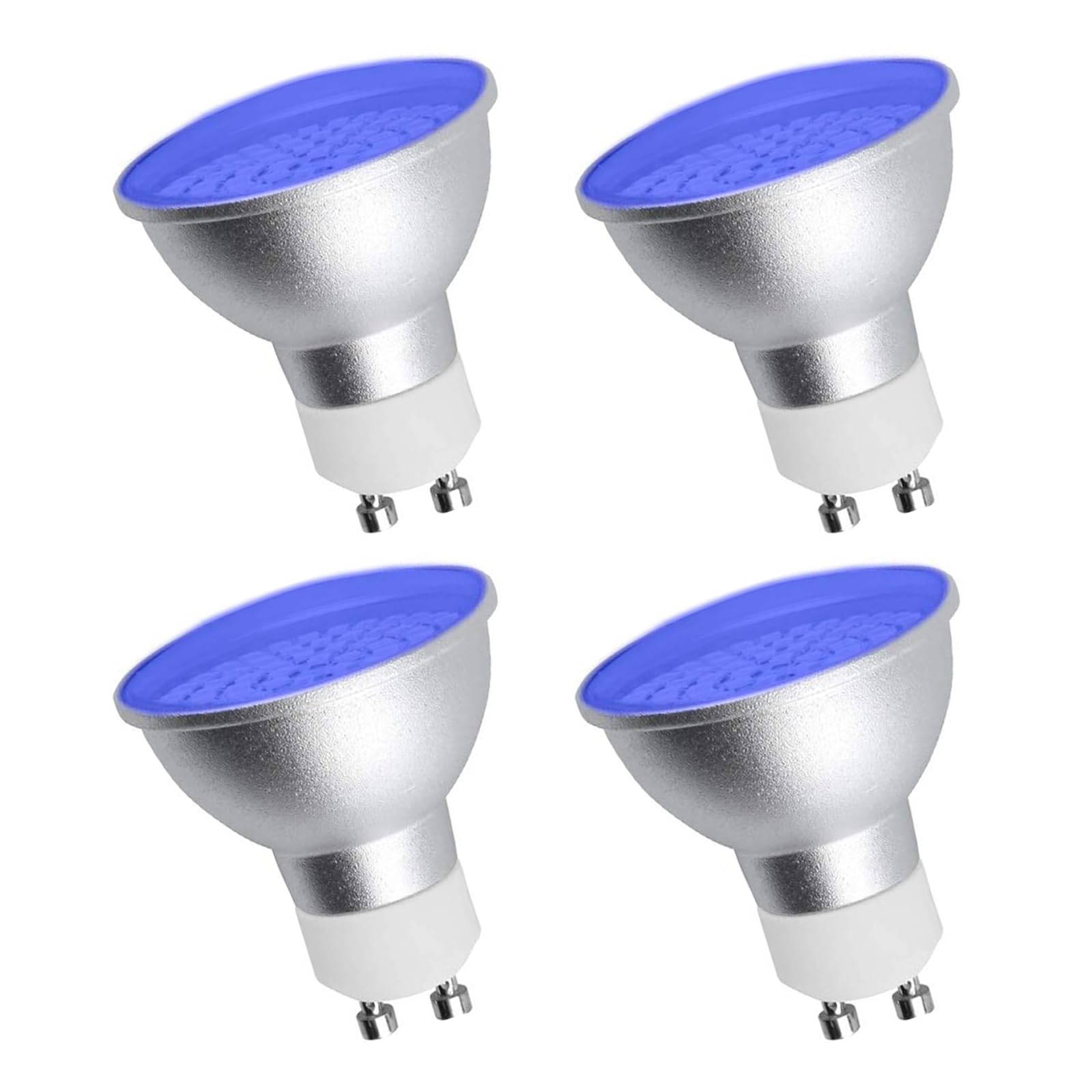 HeatingLux GU10 Blau LED Lampen, 5W GU10 Blau Spotlight-Lampen, 50W MR16 GU10 Blau Halogen-Ersatzlampen, 120 Grad Strahlwinkel Blau Lampe für Wandwaschlampen, Beleuchtung von Landschaften, 4 Stück