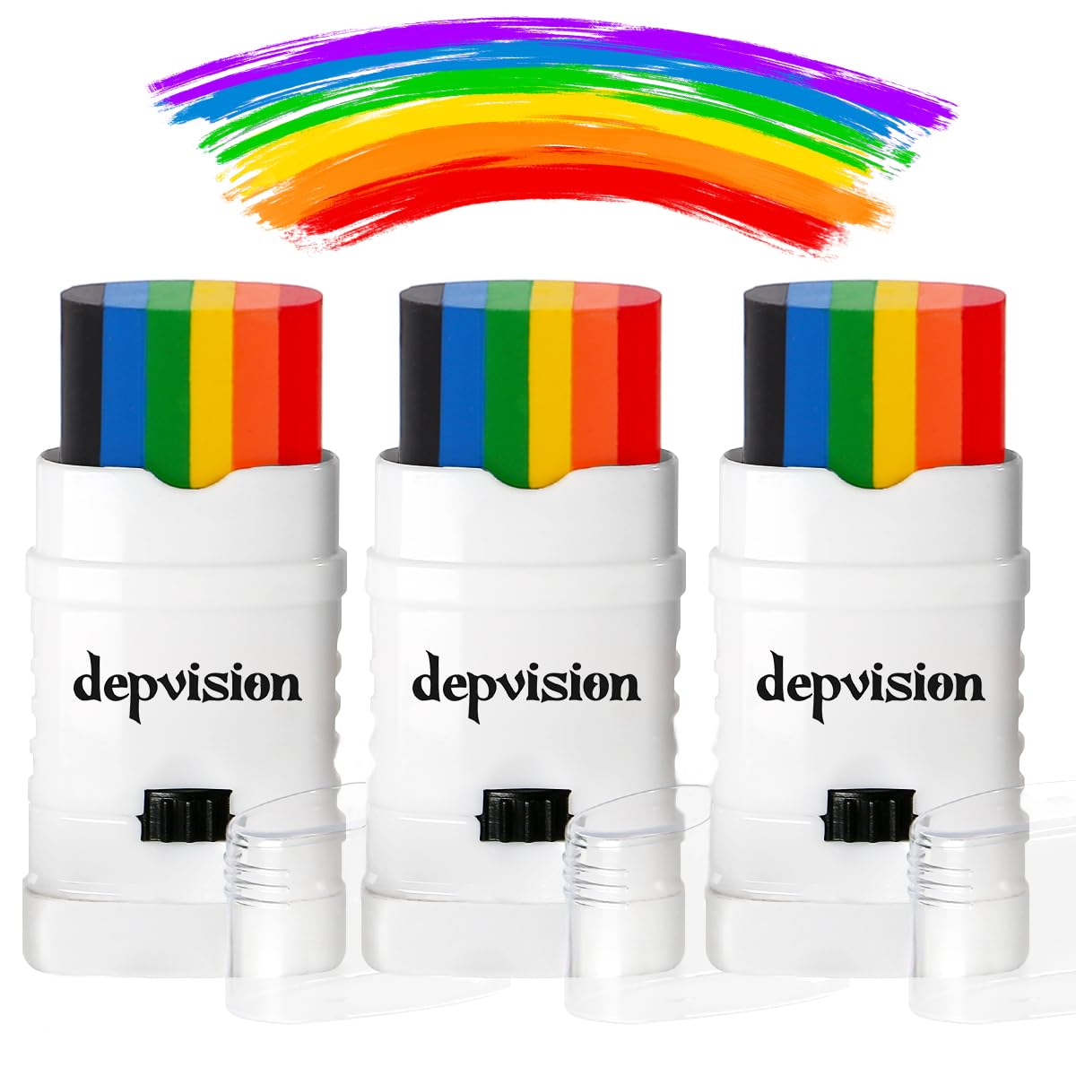 Pittura per viso arcobaleno 3 confezioni per grande formato, per Pride LGBTQ+, pittura per il viso a tema Pride LGBT, colori bandiera arcobaleno, pennarelli per pittura corpo per eventi