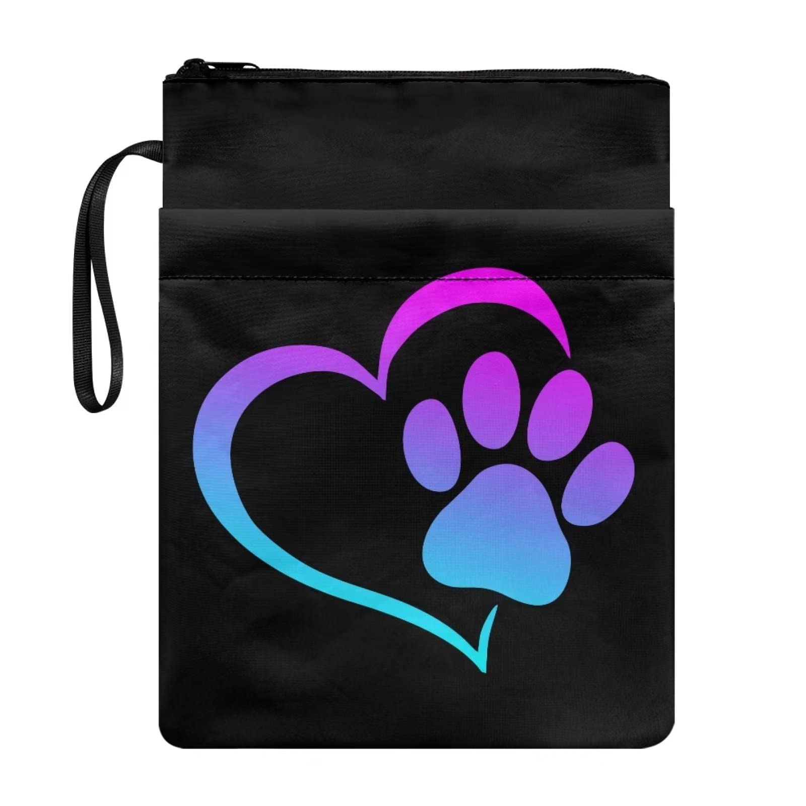 COEQINE Purple Blue Black Book Sleeve Cover Case with Zipper, Dogs Paw Print Book for Paperback 8.5 x 11 for Women Girls — image 1