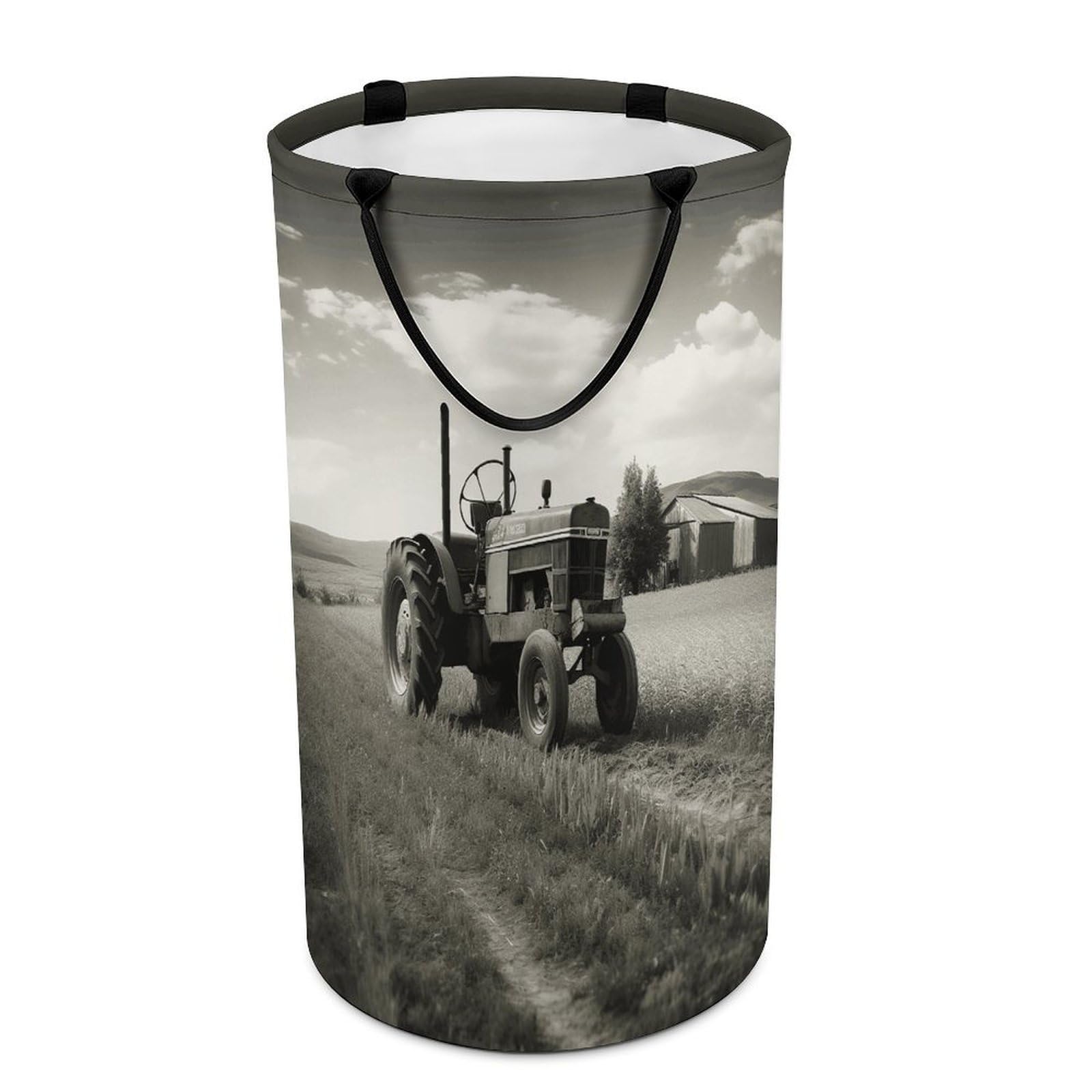 Tractor Agriculture Tranquil Laundry Basket with Handles Large Collapsible Laundry Bag Freestanding Waterproof Clothes Hamper Decor Storage of Dirty Clothe for Family Bathroom 86L