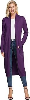 GRACE KARIN Essential Solid Open Front Maxi Long Knitted Cardigan Sweater for Women