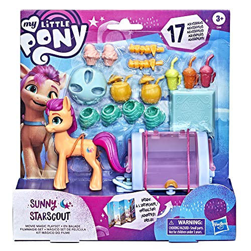 Muñecas, Video On Demand My Little Pony: A New Generation - Sunny Starscout Mágico Set de película - Poni de 7,5 cm de Color Naranja con 17 Accesorios - Juguete a Partir de 3 años