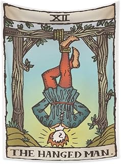 YongFoto 100 x 150 cm gobelin tarota, powieszony człowiek mit, prometeusz Tarot XII wisząca na ścianie do dekoracji domu średniowieczne wróżenie modlitwa wiszące akademik dekoracja łóżko narzuta obrus sztuka