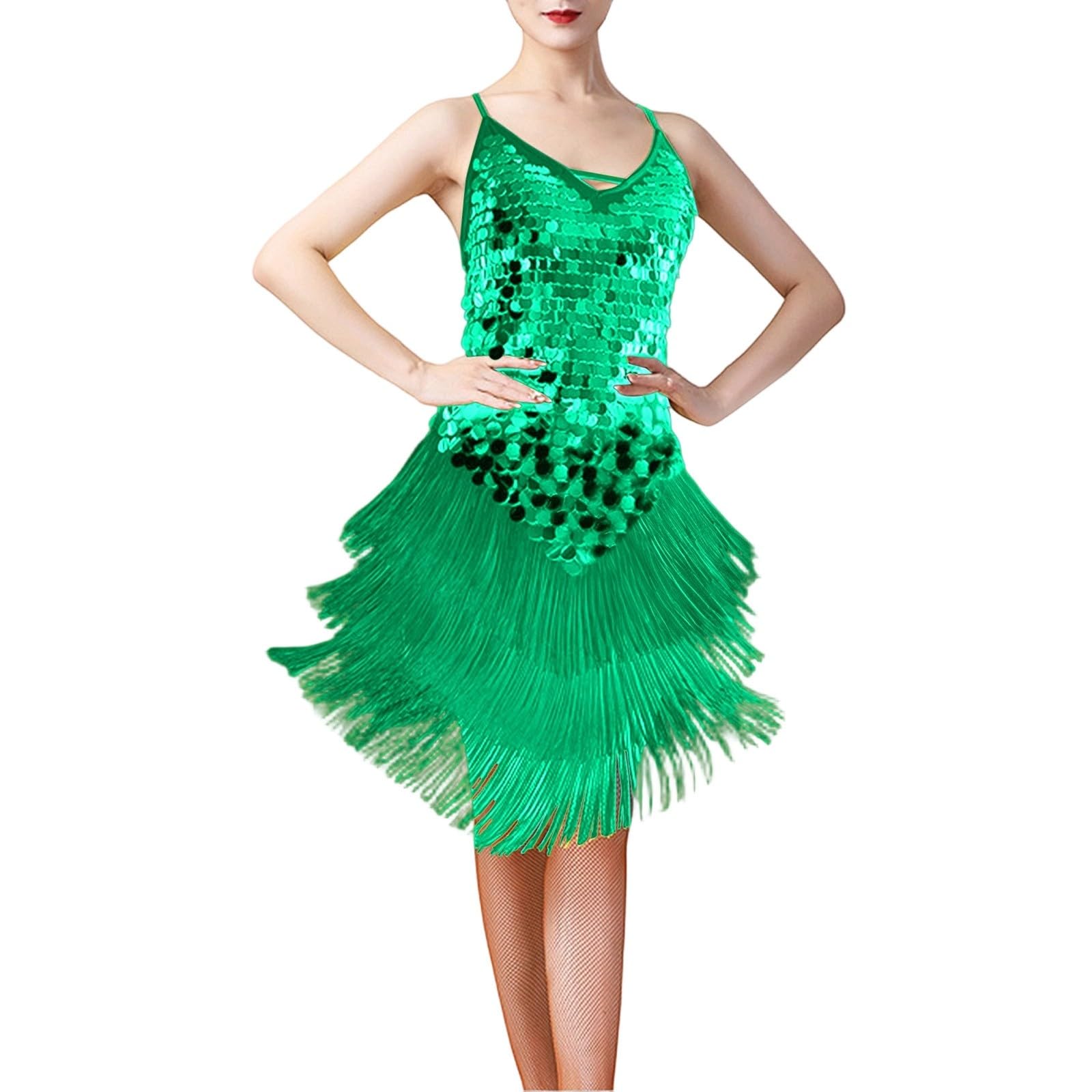 Robe Longue,Robe de soirée élégante à Franges et Sequins, épaules dénudées, Dos Nu Profond, pour Spectacles et compétitions de Danse Latine.
