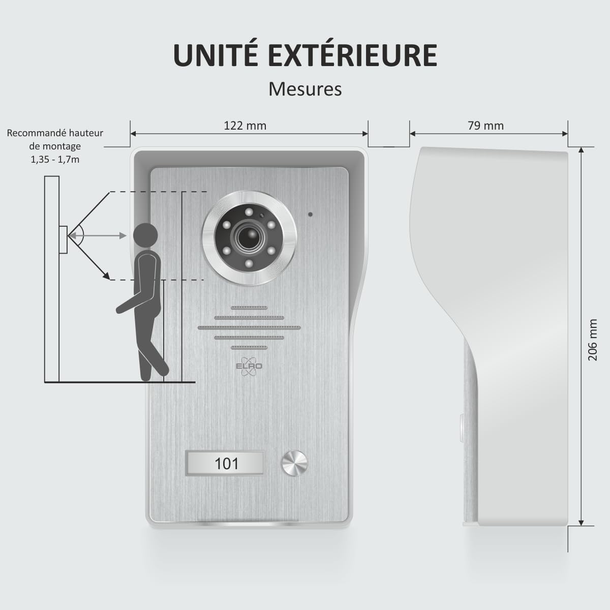 ELRO DV4000 Interphone Vidéo │ Caméra 1080P Full HD avec Vision Nocturne │ Câble à 4 Fils │ 16 Sonneries