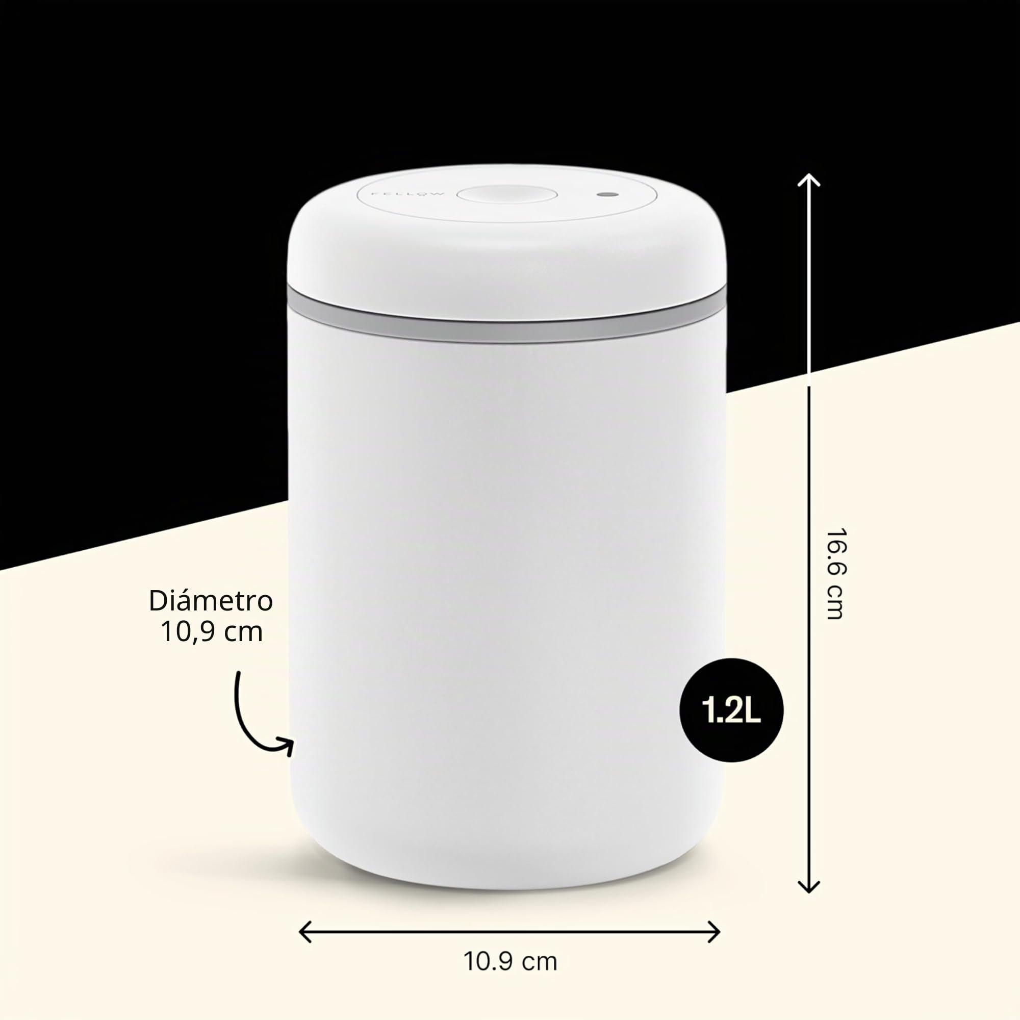 Fellow Atmos - Recipiente al vacío para café y alimentos (1,2 L, 1,2 L), color blanco mate