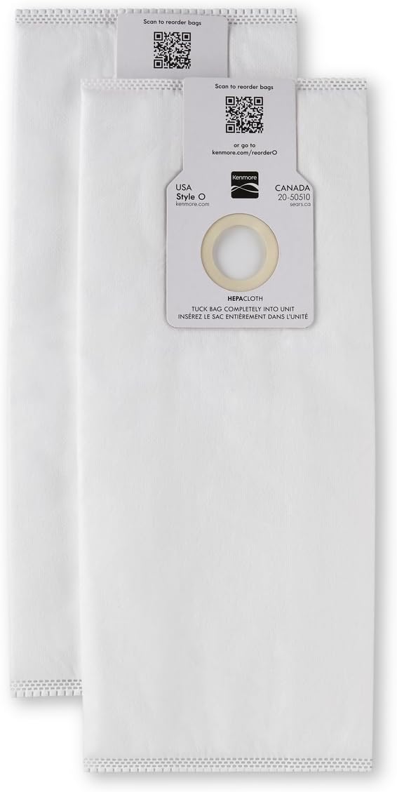 Kenmore 53294 Style O HEPA Cloth Vacuum Bags for Kenmore Upright Vacuum Cleaners 6 Pack, White -