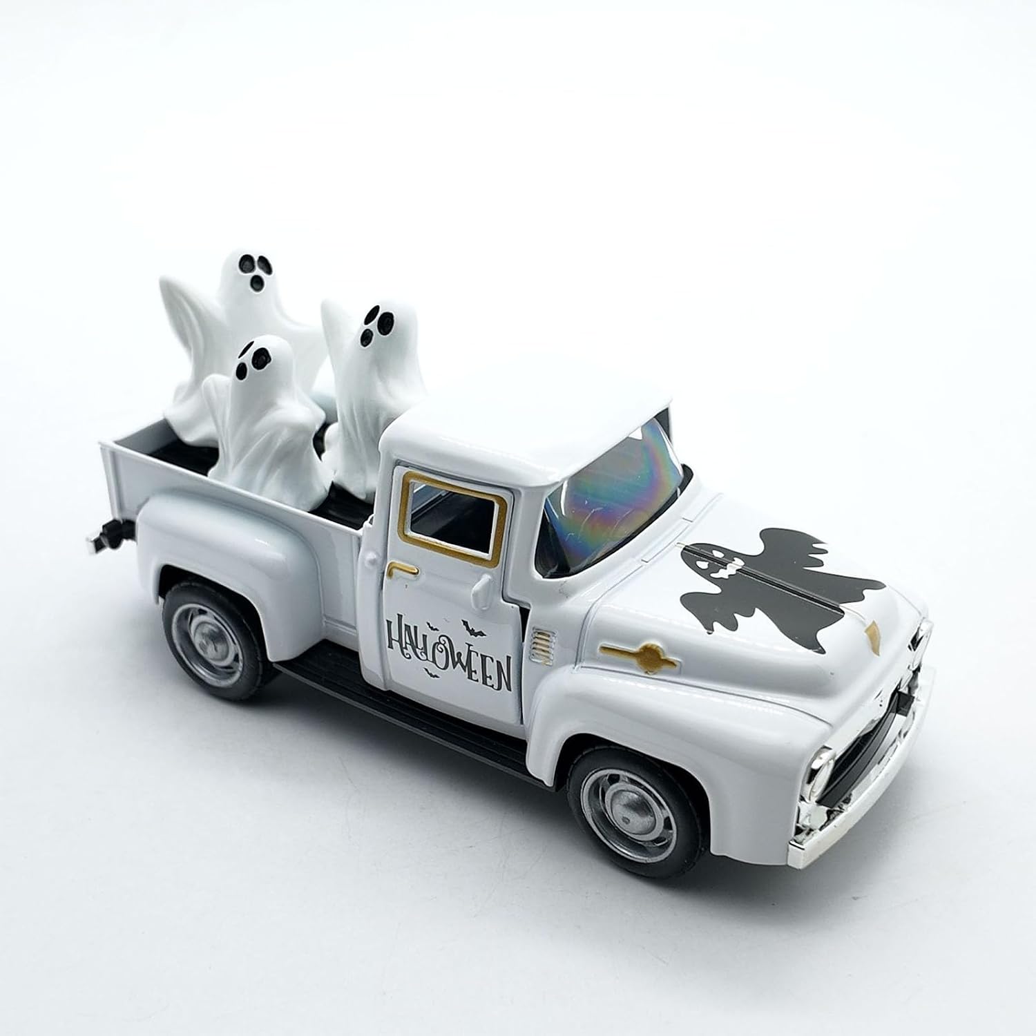 Halloween Alloy Vehicle Model with Detachable Phantoms Decoration Vintage Automotive Collectible Office Desk Halloween Alloy Truck Model