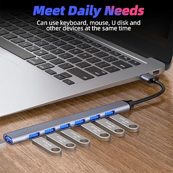 Coverzone Type-C USB 3.0 7 Port Hub Otg Duplicator PC Phone Computer Compatible Data Transfer Mouse Keyboard Connection ADS303C
