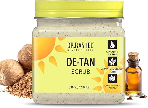 DR.RASHEL De-Tan Scrub For Face &amp; Body (380 Ml) | Revitalizing Tan Removal Scrub | Cleanser Scrub For Deep Exfoliation | D...
