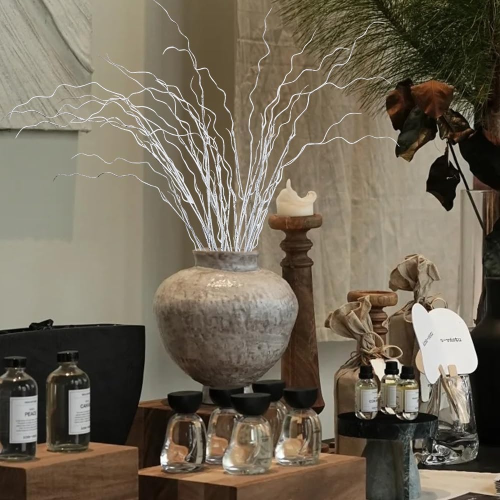 Artificial Plants,6Pcs 43" Faux Branches for Vase Filler,Curly Willow Branches,Artificial Branches for Decoration,Fake Branches Twigs Sticks for Shop Garden Office Home Décor