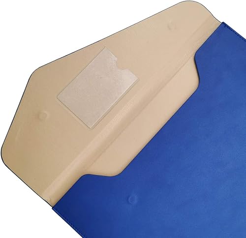 Miniatura 5 de Enyuwlcm Carpeta de archivos A4 de cuero PU Portafolio impermeable carpeta sobre con cierre magnético invisible azul