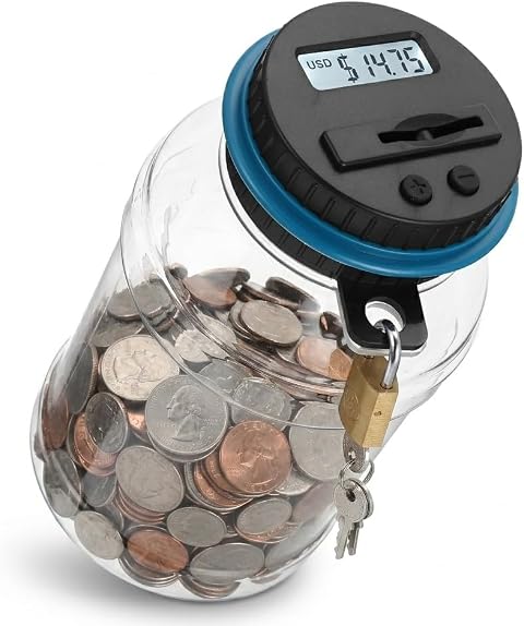 Milisten Hucha Digital con Contador LCD, Alcancía Electrónica con Candado, Caja de Ahorro para Monedas, Diseño Creativo en Plástico Resistente para Regalo