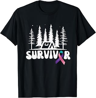 Forest Camping Thyroid Cancer Awareness Camper Survivor T-Shirt