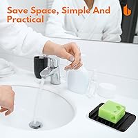 Vista 3 de Urbanstrive Jabonera para ducha, cascada, jabonera para baño, cocina, encimera, silicona flexible, mantiene las barras de jabón secas, fácil Negro