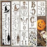 Large Halloween Stencils for Porch Sign Reusable Ghost Boo Skeleton Welcome Stencil Template Drawing Halloween Stencils for Painting on Wood Door Hanger DIY Crafts Wall Home Decoration(porch10)