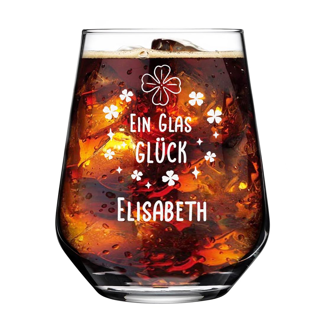 polar-effekt Wasser Gläser-Set 6 Stück 425 ml mit Gravur - Glücksbringer Trinkglas - personalisierte Saftgläser - Geschenke für Frauen - BPA-freies Glas