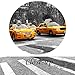 Kreative Arts - 5 Panel Modern New York Yellow Taxi Cab Canvas Wall Art Picture Print Black White Photography Framed Painting for Home Decor (Large Size 60x32inch)