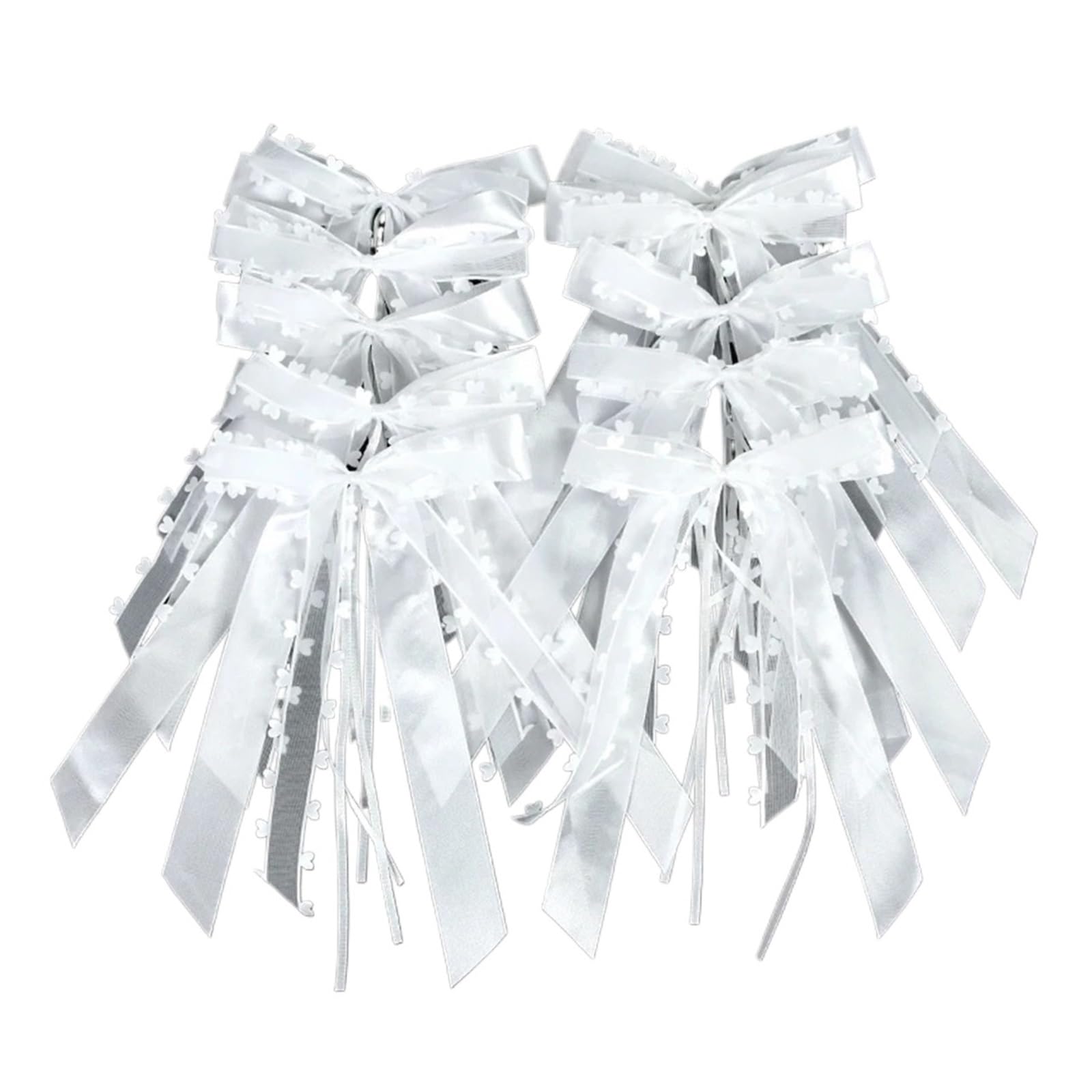 50 Fiocchi di Nastro Bianco for schienali sedie da Matrimonio, Maniglie for Portiere Auto, Accenti Bouquet Sposa, Decorazioni for Il ricevimento Addio al Nubilato per Casa