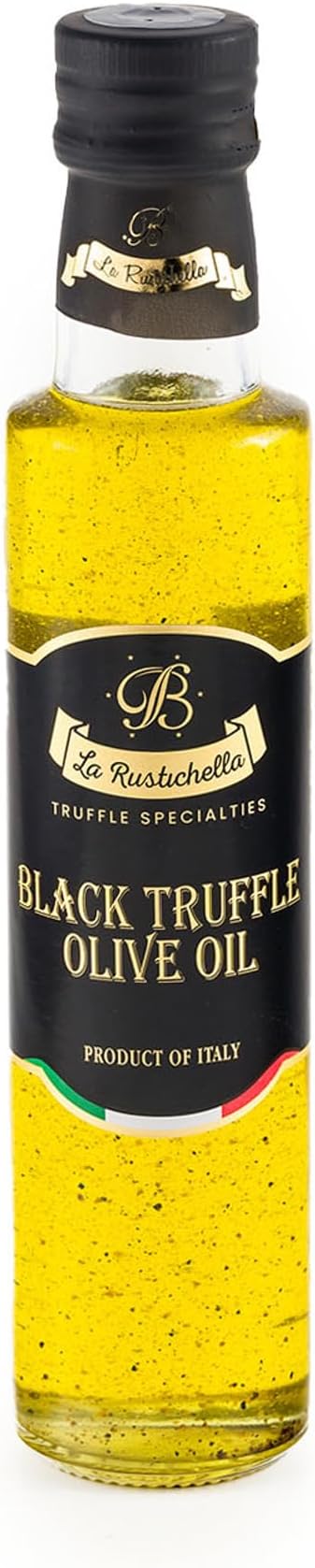 La Rustichella - Black Truffle Olive Oil Medium - (250ml, 8.45 fl oz) - Vegan, Gluten Free, Cholesterol Free